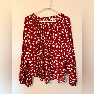 Umgee Red/Maroon and White Abstract Blouse